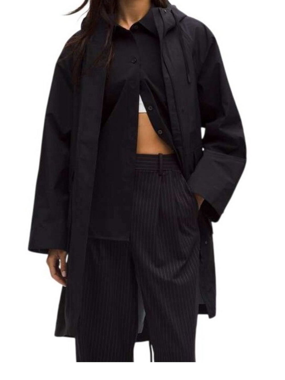Lululemon Womens S Waterproof Fishtail Rain Coat in Black NWT